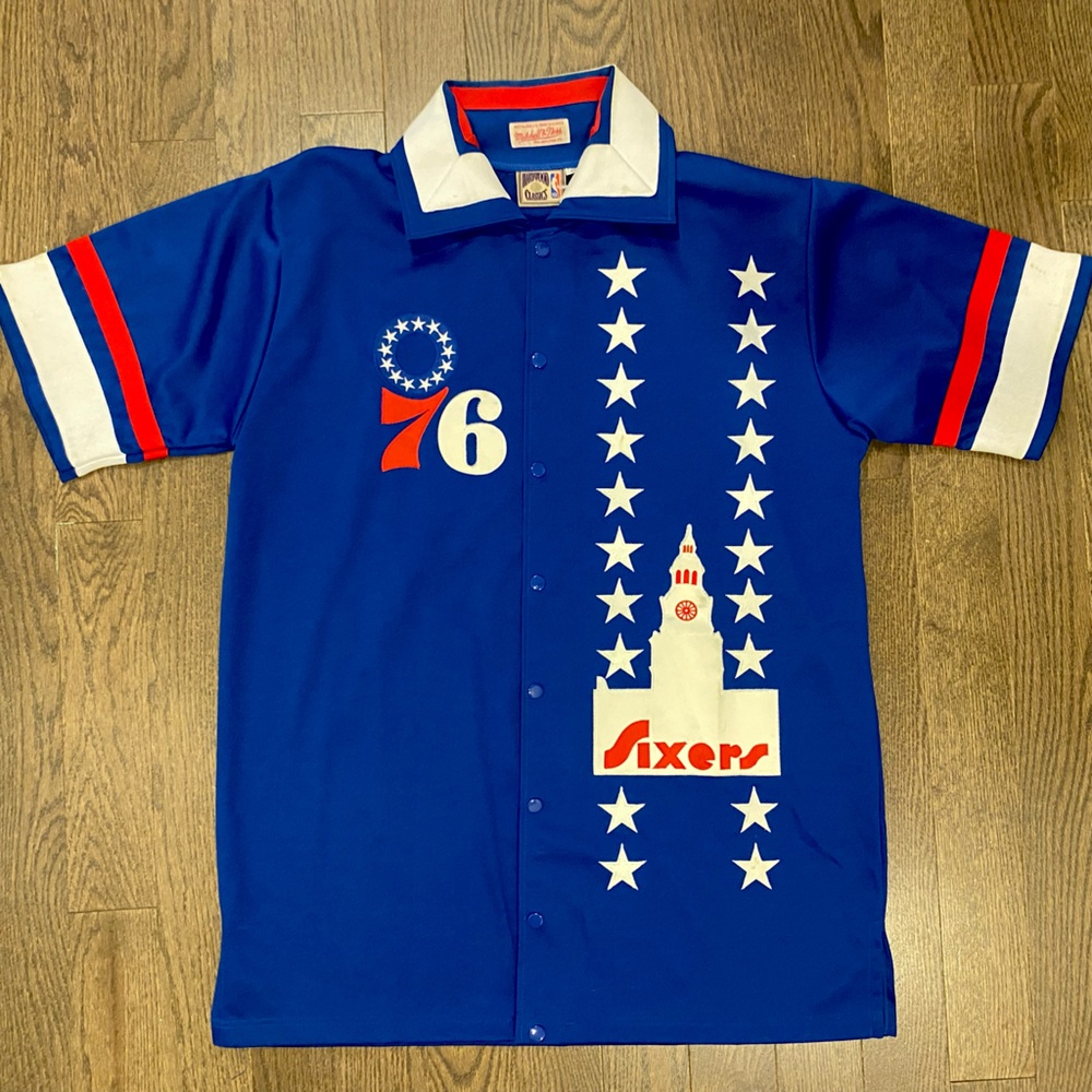 Vintage Philadelphia 76ers Mitchell & Ness button down Jersey